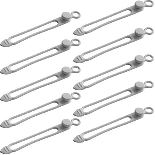 TENOC Silicone Cable Ties 10 Pcs Grey Reusable Cable Holder Elastic Cord Straps Flexible Wire Organizer for Phone Tablet Charging Cable and Headset or Others - color: Grey, size: 4.2 Inch 10 Pcs