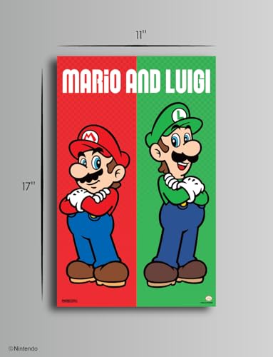 Pyramid America Super Mario Poster - Mario & Luigi Poster - 11 x 17 inch Video Game Room Decor for Boys Room Office & Gamers – Nintendo Decorations for Bedroom
