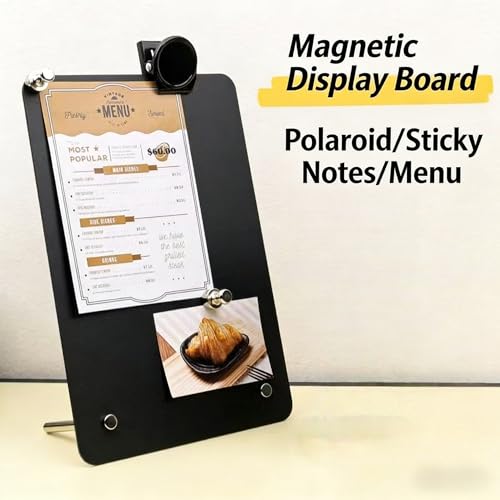 1-Pack Magnet Board, Magnet Display Stand, 12.6 x 11 Inch Memo Board with Removable Feet for Desk, Kitchen, Memo, Photo and Document Display(1, Black-Vertical) - color: Black-vertical
