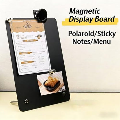 1-Pack Magnet Board, Magnet Display Stand, 12.6 x 11 Inch Memo Board with Removable Feet for Desk, Kitchen, Memo, Photo and Document Display(1, Black-Vertical) - color: Black-vertical
