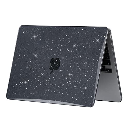 EooCoo Case Compatible with MacBook Air 13 inch M5 2026-2022 Release M4 M3 M2 A3449 A3240 A3113 A2681, Glitter Hard Shell&Keyboard Skin Cover&Screen Protector for Mac Air 13.6 inch, Sparkly Black - color: Glitter Black