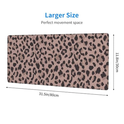 Brown Leopard Mouse Pad Large Gaming Mousepad Non-Slip Rubber Base Keyboard Mouse Mat for Laptop Keyboard Desktop 31.5 x 11.8 inch - color: Brown Leopard