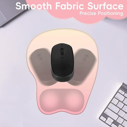 Mouse Pad with Wrist Rest Ergonomic Mouse Pad with Comfortable M-Shape Pain Relief Wrist Support Non-Slip PU Base Mousepad for Laptop, Office & Home (Peach Pink) - color: Peach Pink