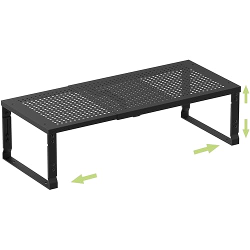 Heavy-Duty Adjustable Metal Shelf Organizer - Expandable & Stackable Pantry Storage Rack for Kitchen, Bathroom, RV, Cabinets(1 Pack/Black, Large) - color: 1 Pack/Black, size: L:10.2"D x 16.5"W x 8.2"H