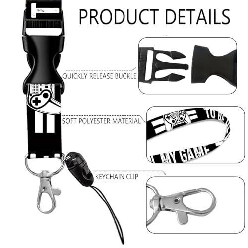 ID Badge Holder with Lanyard Fashionable ID Card Holders with Retractable Lanyards Soft Fiber Metal Clip Sturdy Buckle for Key Wallet Work Nurse Teacher (Paused My Game) - color: Paused My Game