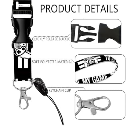 ID Badge Holder with Lanyard Fashionable ID Card Holders with Retractable Lanyards Soft Fiber Metal Clip Sturdy Buckle for Key Wallet Work Nurse Teacher (Paused My Game) - color: Paused My Game