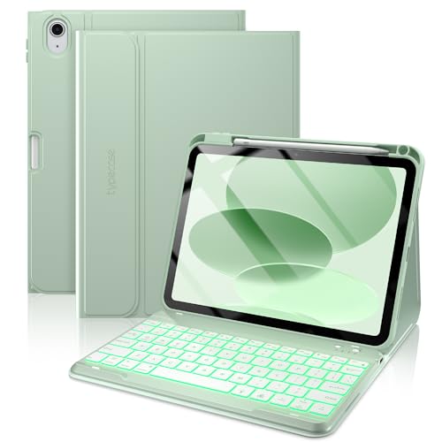 typecase Folio Keyboard Case for iPad 10th Gen 10.9 inch (2022) and iPad 11th (A16, 2025), Magnetic Wireless Detachable Keyboard, 7-Color Backlight, Thin & Light, Pencil Holder – Sage Green - color: Sage Green