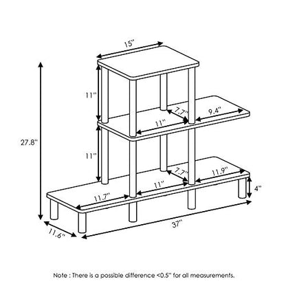 FURINNO Turn-N-Tube 3-Tier Design Display Rack, French Oak Grey/Black - color: French Oak/Black, style: 3-Tiers, Ladder