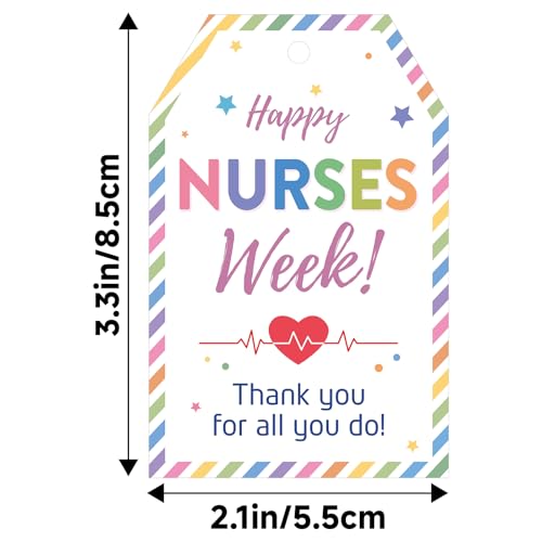 G2PLUS Thank You Nurse Gift Tags - 50Pcs Happy Nurse's Week Tags with String Thank You for All You Do Tag for Appreciate Nueses Party Favors - style: Happy Nurses Week
