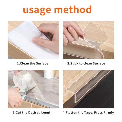 0.8 in x 9.84 FT,Clear Edge Protector Strip Sharp Edge Wrap Cover Tape, Self Adhesive Protective Bumper Guards for Cabinet Door Desk Glass Table Bed Furniture, Kitchen Countertop, Waterproof - size: 0.8in x 9.84FT