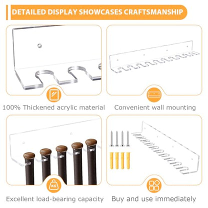 Clear Thickened Display Stands & Wall Mounts for Baseball Bats, Acrylic Mini Baseball Bat Display Hanger for 10 Items, Sturdy Vertical Bat Rack Organizer, Floating Baseball Display Shelf