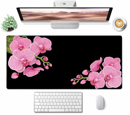 Mouse Pad,Office Desk Mat Large Gaming Keyboard Pad Stitched Edges Washable Smooth Surface Control & Accuracy Extended Computer Mouse Mat (31.5X15.7In) Pink Purple Phalaenopsis - color: Pink Purple Phalaenopsis, size: 31.5L x 15.7W inches