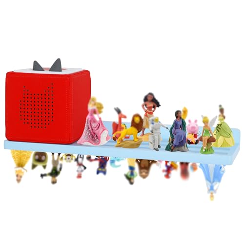 PHOENANCEE for Tonies Shelf Magnetic,for Toniebox Figures Storage Display Shelf 30-36 Character,Wall Floating Shelves Wooden,Compatible Charging Station for Children Kid's Room,Oak,1 Tier - color: Blue, size: 1-Tier