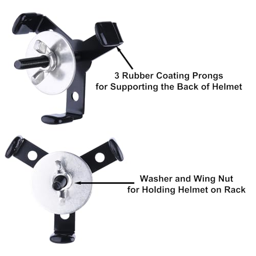 Hidden Football Helmet Wall Mount Display, Heavy Duty Metal Hanger Holder for Full and Mini Helmets, Floating Football Helmet Shelf Case Stand, Hardwares Included, Black, Pack of 4