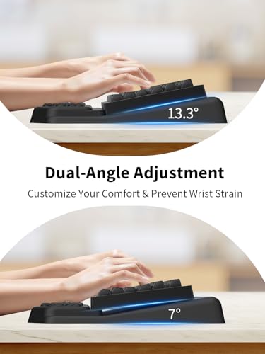 3-in-1 Ergonomic Keyboard Stand with Wrist Rest & Mouse Pad Set, Comfy Keyboard Riser Holder Soft Mousepad with Massage Design, Memory Foam and Non-Slip PU Base for Pain Relief, Black - color: Black