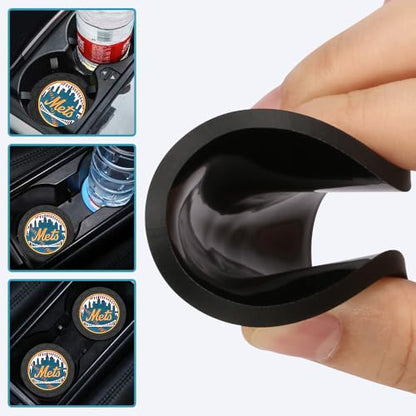 Car Cup Holder Coasters for New York Met Baseball Fans, Met Car Coasters for Cup Holder Insert Silicone Non-Slip - color: 11m12ets