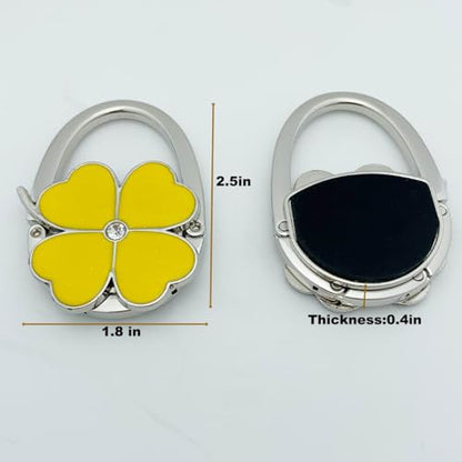 ROFLYER Four Leaf Clover Design Foldable Handbag Hanger Folding Purse Table Hook Holder (Yellow) - color: Yellow