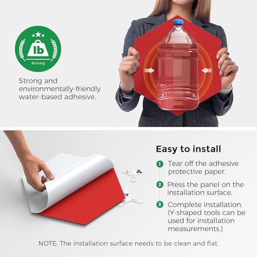 Self-Adhesive Acoustic Panels [390 lbs/yd³ Ultra-High Density], 2nd Generation Sound Absorbing Panel, Professional Level Sound Panel, Polyester Soundproof Foam [Medium Hexagon, Red] - color: Red, size: Medium Hexagon (12''x10''x0.4'')