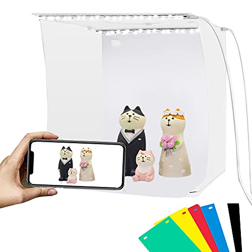 PULUZ Mini Photo Studio Light Box, Portable Folding Photo Shooting Tent with 2 LED Panels and 6 Colors Backdrops,Light Box Photography for Small Size Products - color: 9.1x9.1x9.4in - PVC Mini