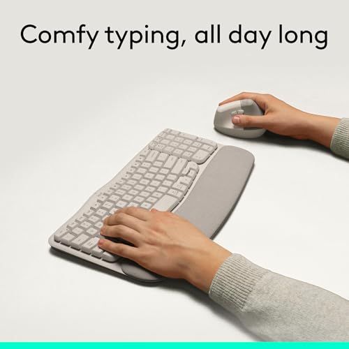 Logitech Wave Keys Wireless Ergonomic Keyboard with Cushioned Palm Rest, Comfortable Natural Typing, Easy-Switch, Bluetooth, Logi Bolt Receiver, for Multi-OS, Windows/Mac - Sand - color: Sand