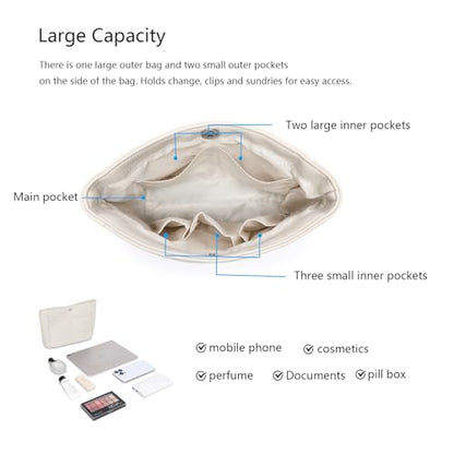 YONEBN waterproof Storage Bag Lightweight Large Capacity nylon Bag Inner Bag Handbag Organizer - color: Pu/French Oak