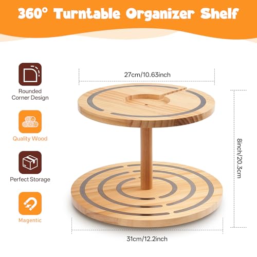 Gieanoo 360° Round ToniesBox Shelf 2-Tier Tonie Figures Organizer for 30-50 Characters Tonies Stand Diaplsy Shelf Compatible with Toniesbox 1 and Toniesbox 2 for Kid's Room - color: 2 Tier