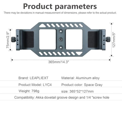 Laptop Stand for Tripods, Aluminum Construction, 1/4" and 3/8 Ports, Arca-Swiss Quick Release System, Anti-Slip Heat Display, Studio Live, Media Production, Outdoor Laptop Fixed Scenes
