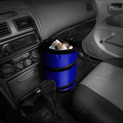 FH Group Automotive Waterproof Portable Collapsible Small Trash Can Garbage Container fits Most Cars,Polyethylene, SUVs, and Trucks Blue - color: Blue, style: Small