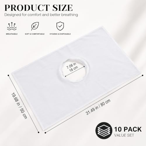 Ciieeo Spa Bed Cover with Hole 10Pcs Disposable Massage Cloth Set for Beauty Salon Spa Massage Table Comfortable Breathable Satin Fabric 31.49X19.68In
