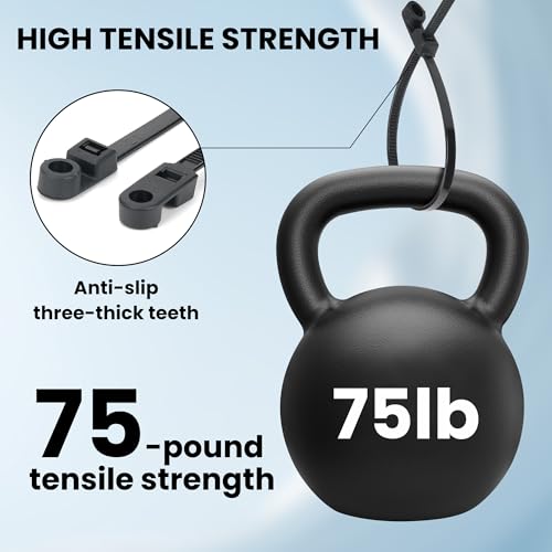 Heavy Duty Zip Ties with Screw Hole, 75lbs Tensile Strength, 7.5 Inch Mountable Cable Ties for Indoor & Outdoor Use, 50PCS Black Nylon Universal Cable Tie Buckle - size: 50PCS