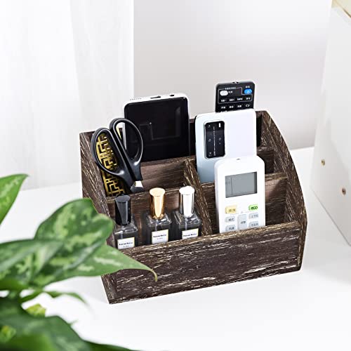 OKSQW Wood Desk Organizer, Solid Wooden Dark Brown Pen Holder for Desktop Organizer, No Need Assembly, Home Office Supplies Workspace Organizers Mail Holder Remote Control Countertop Storage Box - color: Dark Brown1-M