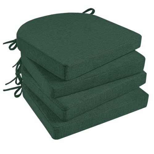 Basic Beyond Chair Cushions for Dining Chairs with Ties and Removable Cover, 2" Thick Seat Cushions for Kitchen Chairs, Set of 4, 17" x 16", Forest Green - color: Forest Green, size: 17"x16"x2"(Pack of 4)