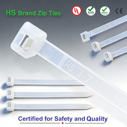 HS Green Zip Ties 8 Inch (Bulk-1000 Pack) Nylon Cable Ties 40 Lbs Self-Locking Wire Ties for Electronics Organizer - color: Green 8"1000
