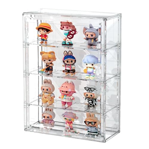 BOHOIDEE 4 Tiers Clear Display Case for Figures, Acrylic Storage Organizers Box with Magnetic Door, Wall-Mounted Dustproof Showcase for Collectibles Action Figure(1PACK, Wall-Mounted Extra Large) - size: Wall-Mounted Extra Large