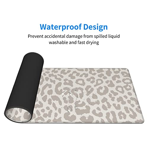 Large Mouse Pad Gaming Mousepad XL Beige Leopard Print Desk Mat Mouse Pad Long 31.5x11.8 in Extended Big Cute Mousepad Waterproof Desk Pad with Non-Slip Base and Stitched Edges for Computer Keyboard - color: Grey Leopard Print
