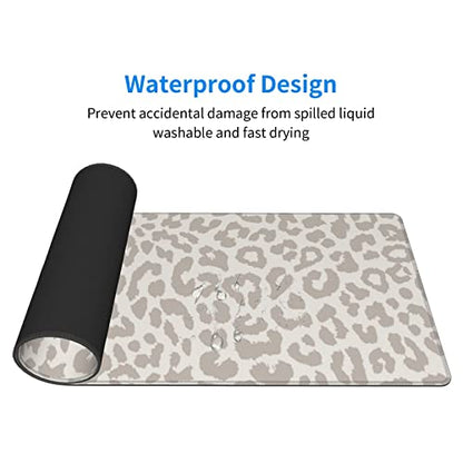 Large Mouse Pad Gaming Mousepad XL Beige Leopard Print Desk Mat Mouse Pad Long 31.5x11.8 in Extended Big Cute Mousepad Waterproof Desk Pad with Non-Slip Base and Stitched Edges for Computer Keyboard - color: Grey Leopard Print