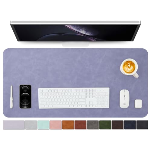 Distressed Leather Desk Mat - Non-Slip PU Desk Pad for Office and Home - Desk Organization and Accessories - Ideal for Large Mouse Pad and Desk Mats on Top of Desks(Lavender,36"x 17") - color: Lavender, size: 36" x 17"