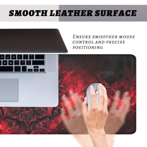 Mandala Mouse Pad Gothic Dark Red Flame Magic Abstract Large Desk Mat with Stitched Edges,Non-Slip Waterproof Rubber Base Mouse Mat 31.5 x 11.8 Mouse Pads for Desk Home Office Gaming - color: Mandala, size: 31.5" x 11.8"