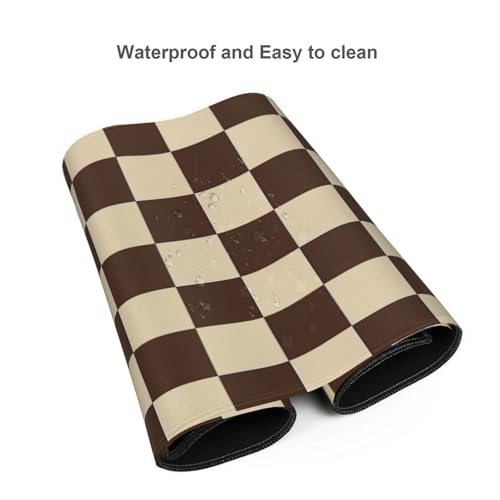 Brown Checkered Mouse Pad Large Desk Mat for Keyboard and Mouse Non-Slip Gaming Mousepad Office Desk Accessories for Computer 35.4x15.7Inch - color: Brown Checkered