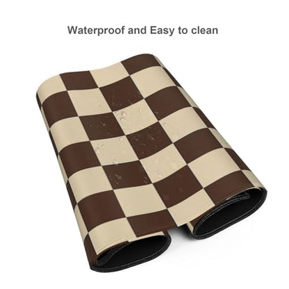Brown Checkered Mouse Pad Large Desk Mat for Keyboard and Mouse Non-Slip Gaming Mousepad Office Desk Accessories for Computer 35.4x15.7Inch - color: Brown Checkered