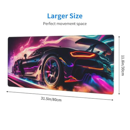 Race Car Gaming Mouse Pad, Sports Car Racing Car Game Large Extended Desk Mat 11.8X 31.5 inches with Non-Slip Base & Stitched Edges, Waterproof Desk Mat for Office, Home, Laptop, Computer Keyboard - color: Race Car_05