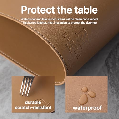 Baroyal Faux Leather Placemats Set of 6 Vinyl Washable Wipeable Table Mats for Kitchen Dining Table Heat Resistant Waterproof Indoor/Outdoor Placemats Non-Slip Easy Clean Place Mats (British Khaki) - color: B-british Khaki