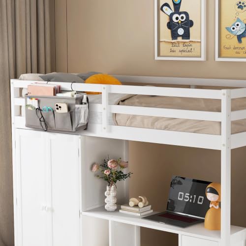 Bedside Caddy Storage Organizer for Bed Rails, Bed Caddy with 6 Pockets | Bedside Organizer with Fixed Straps and Hooks, Mattress Supported Versatile for Home, Dorm, Bunk, Hospital and Crib Bed - color: Grey 1