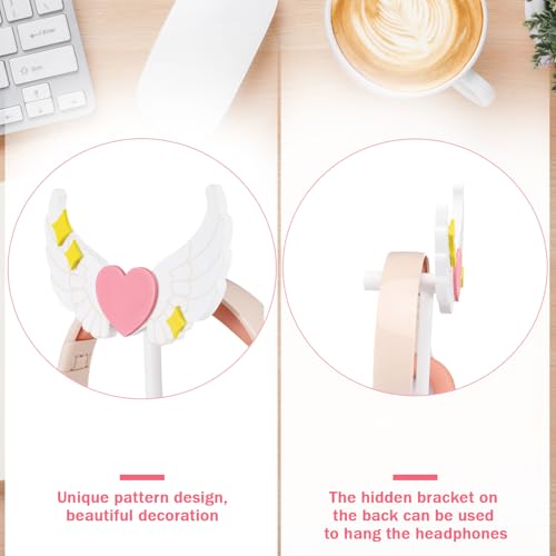 Kingdder Wings Headphone Stand Cute Wood Headphone Stand Adorable Headset Holder Accessories Gamer Gifts for Teenage Teacher Women Girlfriend Office Worker Wife Gamer Room Office Desk - style: Wings