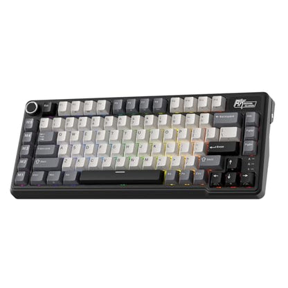 RK ROYAL KLUDGE L75 Gasket Mount Mechanical Keyboard w/Knob/Macro Keys & Touchable Nameplate, Tri-Mode 75% TKL Wireless Keyboard BT/2.4G/USB-C, Hot Swappable, Pro Software, Massive 8000mAh Battery - color: Knight Black, size: Tactile Beige Switch