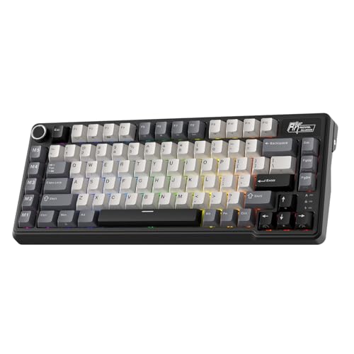 RK ROYAL KLUDGE L75 Gasket Mount Mechanical Keyboard w/Knob/Macro Keys & Touchable Nameplate, Tri-Mode 75% TKL Wireless Keyboard BT/2.4G/USB-C, Hot Swappable, Pro Software, Massive 8000mAh Battery - color: Knight Black, size: Tactile Beige Switch