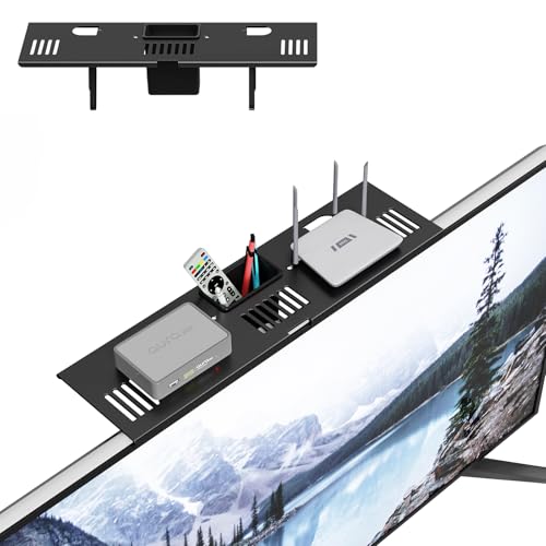 CABTE Adjustable Steel TV Top Shelf, Floating TV Stand, Universal Monitor Shelf for Soundbar, Game Console, Cable Box, Router Shelves (16.93x4.72inch with 1 Boxes) - style: 16.93x4.72inch with 1 Boxes