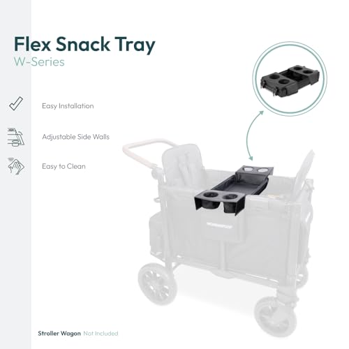 WonderFold Snack Tray Attachment - Stroller Snack Tray with Convertible Cup Holders - Easy-Clean Stroller Wagon Food Accessory - W1/W2 - size: W2 Flex