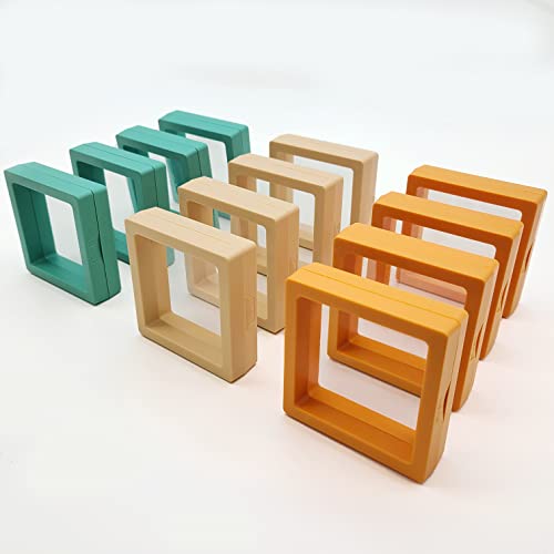 12PCS 3D Floating Frame Display Stand, Jewelry Box, Gift Box, Ornament Organizer, Small Travel Jewelry Box, PE Film Anti-Oxidation, Suspended Display Box Stackable (2.75 * 2.75，Type 4) - color: 2.75*2.75，Type 4