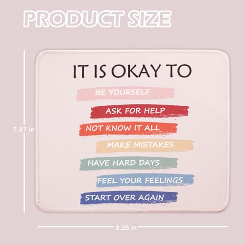 Mouse Pad for Desk with Stitched Edge, Premium Cute Washable Mouse Pads. Computer Mousepad with Non-Slip Rubber Base, Mousepads for Laptop, 9.25x7.75x0.12 inch (It's OK) - color: It's OK